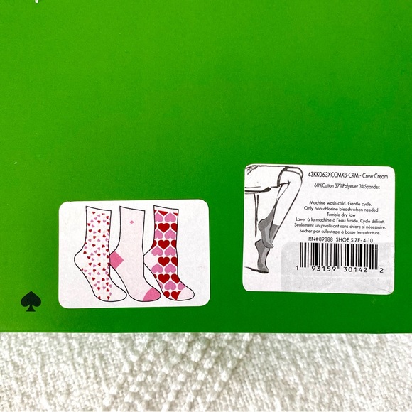 Kate Spade Hearts 3-Pack Crew Socks - Picture 4 of 10